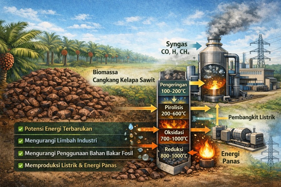 Mengubah Limbah Cangkang Sawit Menjadi Energi Melalui Gasifikasi