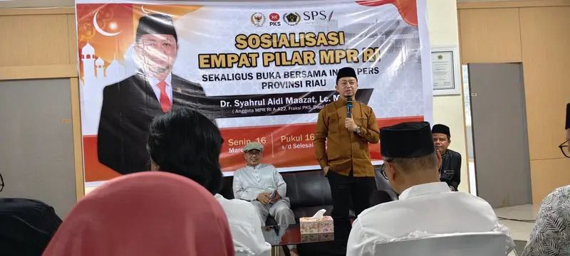Syahrul Aidi Maazat Sosialisasikan 4 Pilar MPR RI Bersama PWI, SMSI, AMSI dan SPS Riau