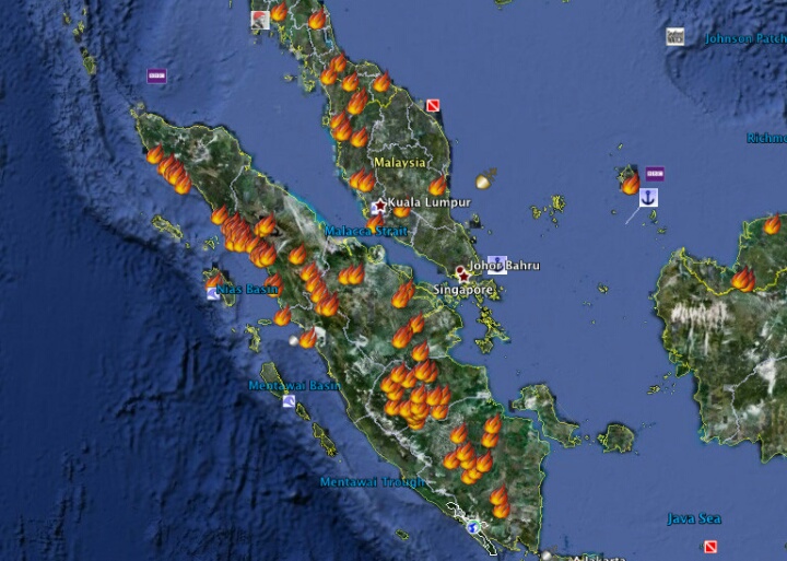 6 Titik Panas Muncul di Sumatera