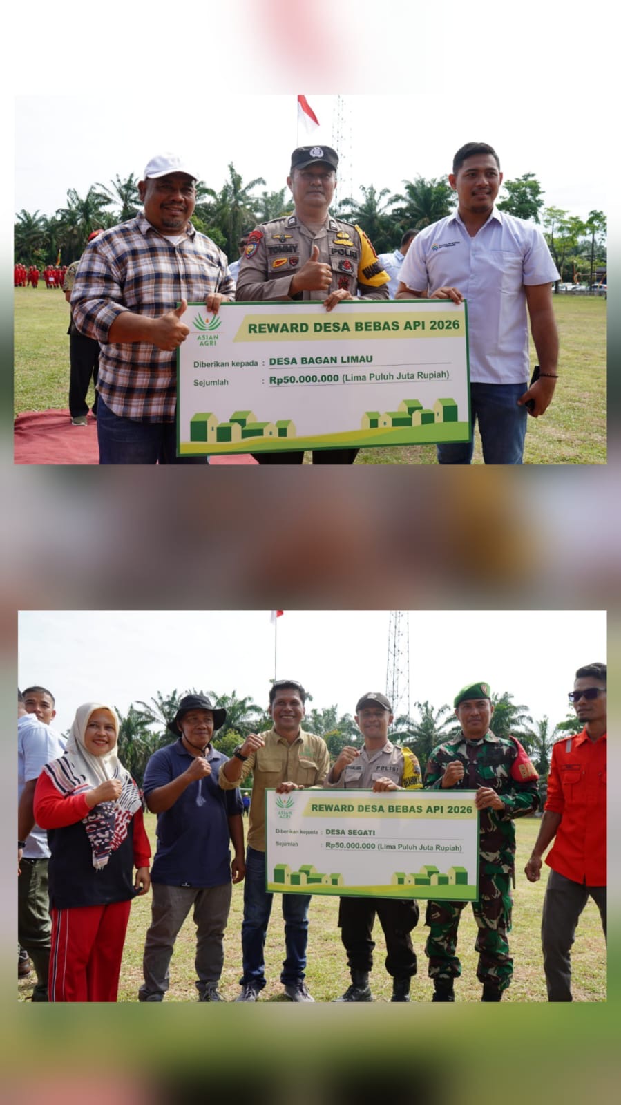 Desa Segati dan Bagan Limau Menerima Penghargaan Desa Bebas Api 2025-2026