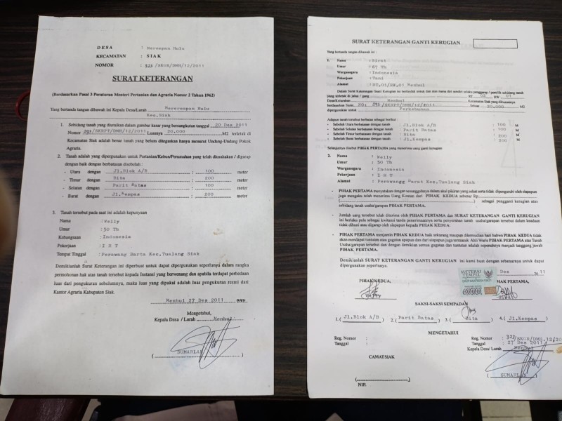 Beredar SK Kades di Siak Jual Lahan PT SSL